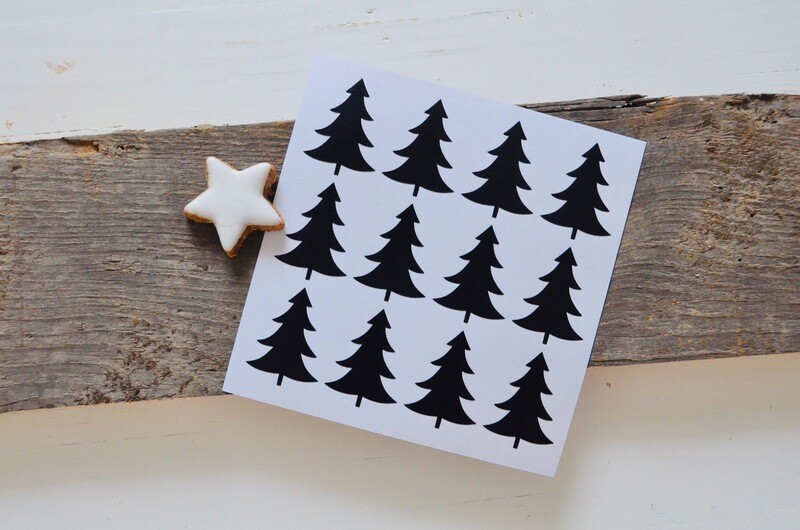 Sticker Tannenbaum schwarz von Eulenschnitt, 12 Stück