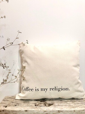 Kissenhülle „Coffee is my religion“, kleines Design