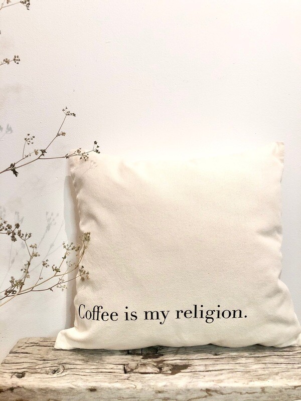 Kissenhülle „Coffee is my religion“, kleines Design Kissenhülle „Coffee is my religion“, kleines Design