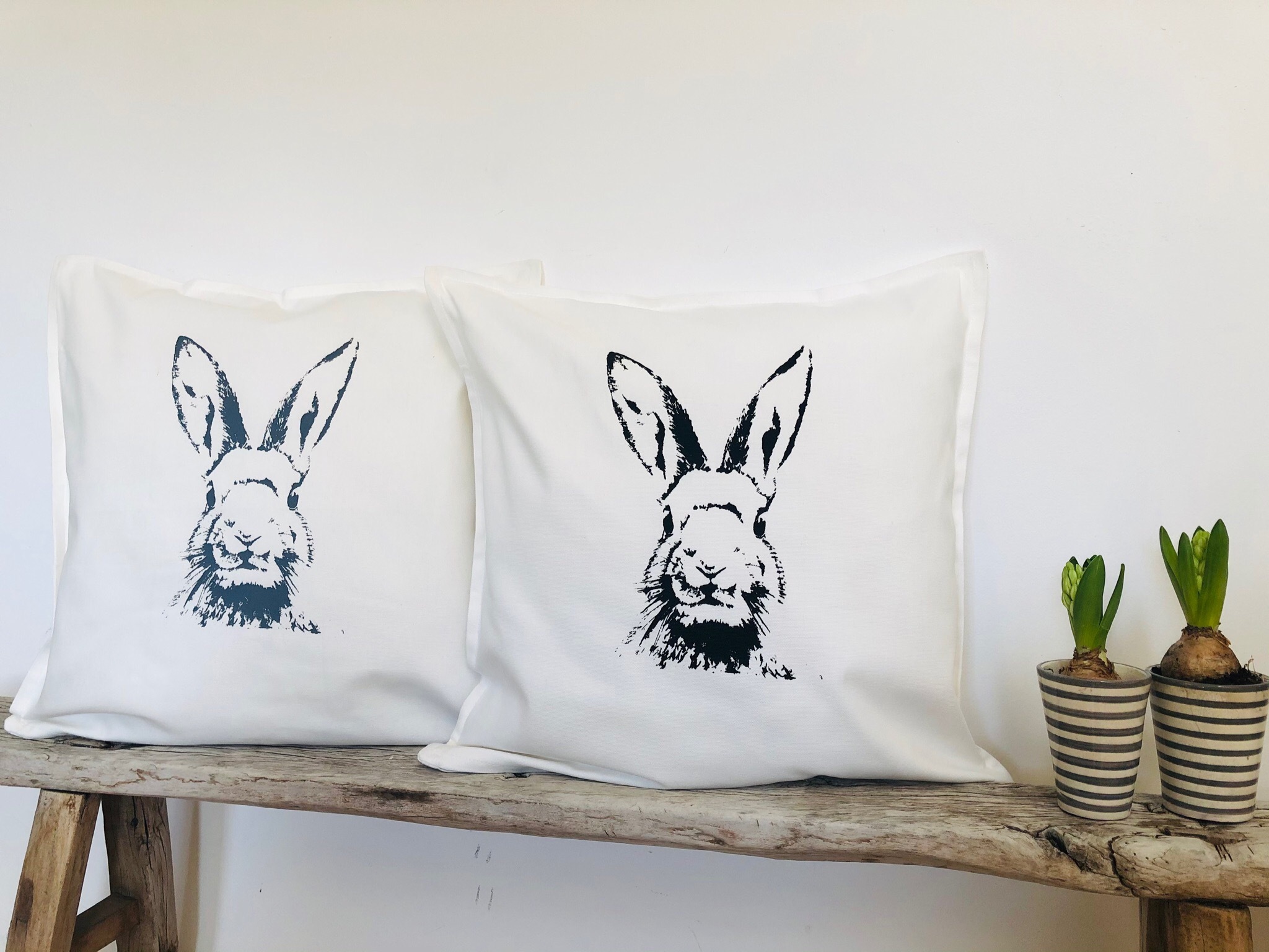 Kissenhülle Ostern „Häschen Marie“, anthrazit