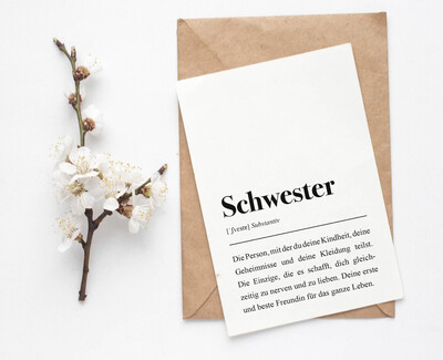 Klappkarte „Schwester“ mit Umschlag Klappkarte „Schwester“ mit Umschlag