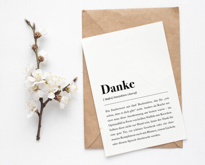 Klappkarte „Danke“ mit Umschlag Klappkarte „Danke“ mit Umschlag