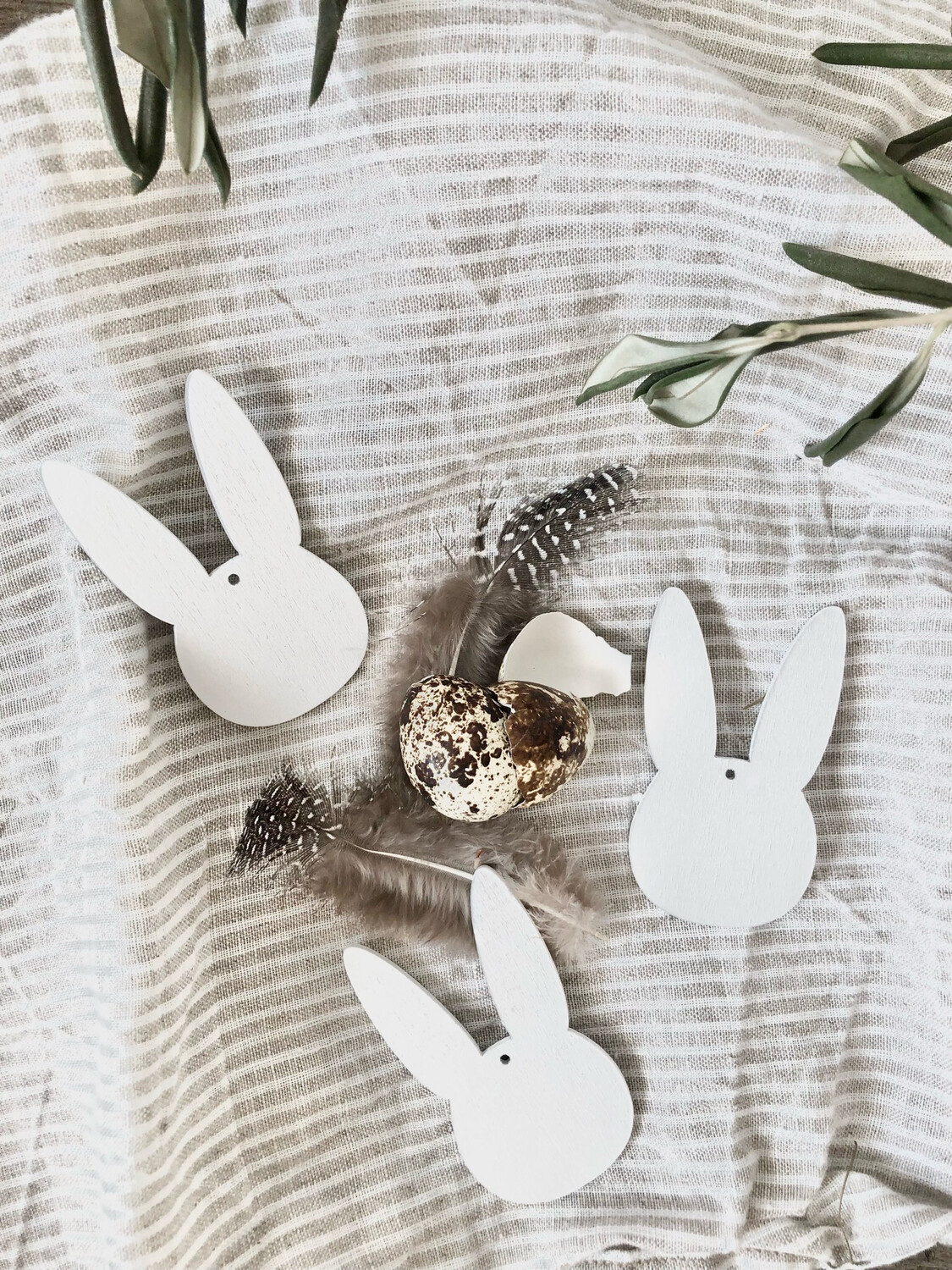 Holzanhänger Hase weiss 8 Stück