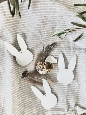 Holzanhänger Hase weiss 8 Stück