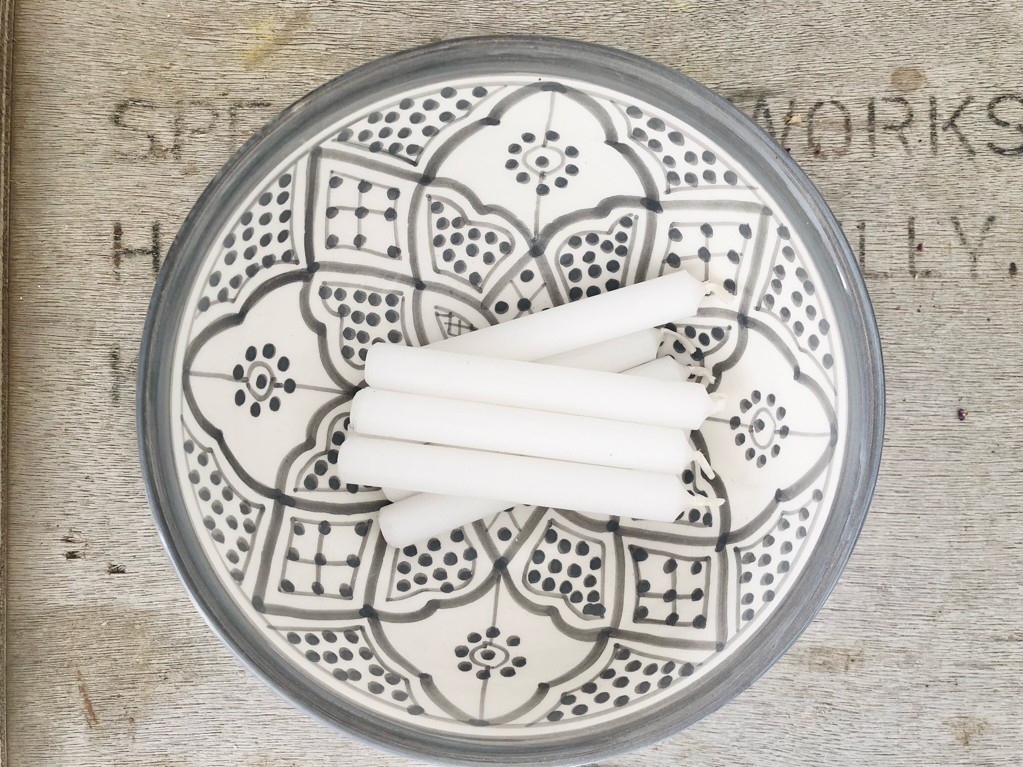 Keramikschale “Boho” in Grau-Weiss 17cm