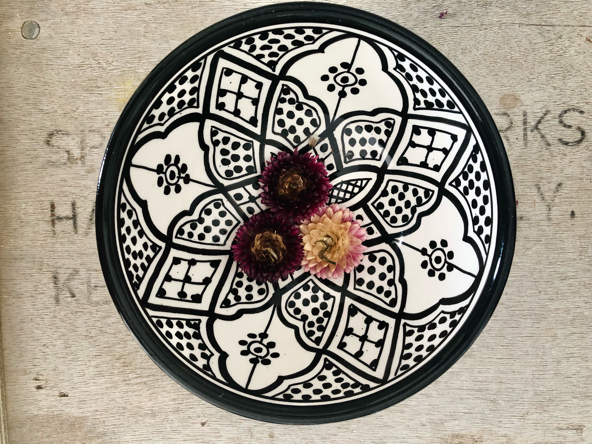 Keramikschale “Boho“ in Schwarz-Weiss 17cm