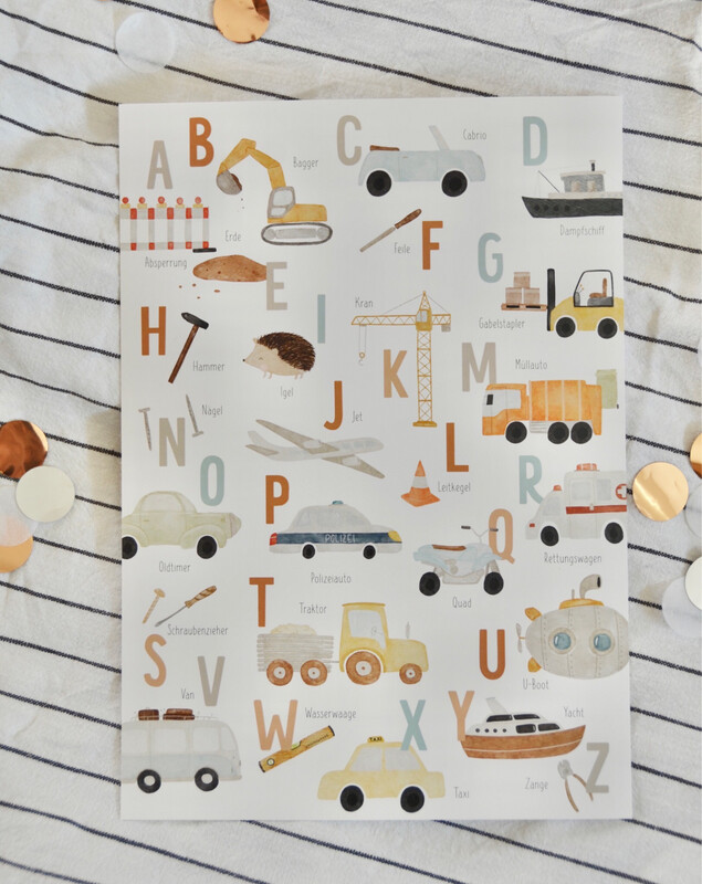 Buchstaben Poster DinA4 „Fahrzeuge und Werkzeuge“ Buchstaben Poster DinA4 „Fahrzeuge und Werkzeuge“