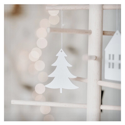 Holzanhänger Tannenbäumchen in Weiß, 8er Set Holzanhänger Tannenbäumchen in Weiß, 8er Set