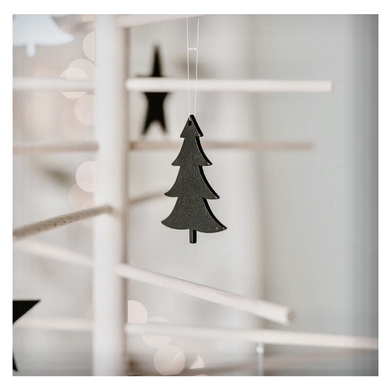 Holzanhänger Tannenbäumchen in Schwarz, 8er Set Holzanhänger Tannenbäumchen in Schwarz, 8er Set