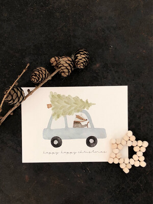 Weihnachtskarte „Dachs im Auto“ Weihnachtskarte „Dachs im Auto“