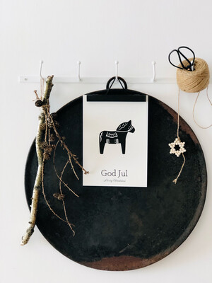 Poster “God Jul” mit Dalapferd in DinA4
