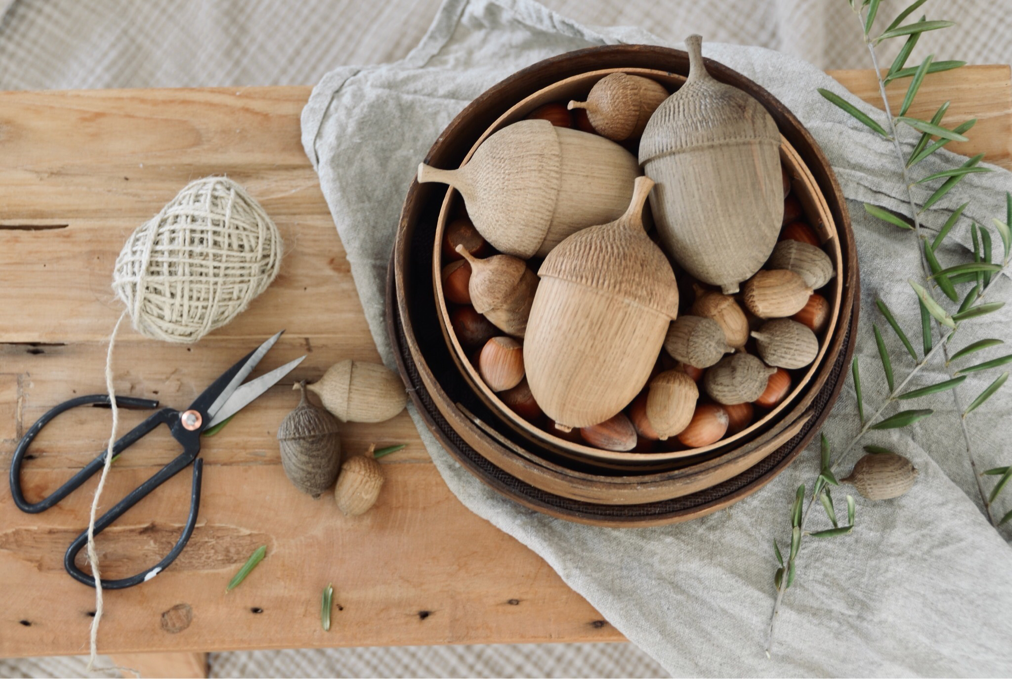 CaféLädchen Eicheln aus Eichenholz, in vier Größen