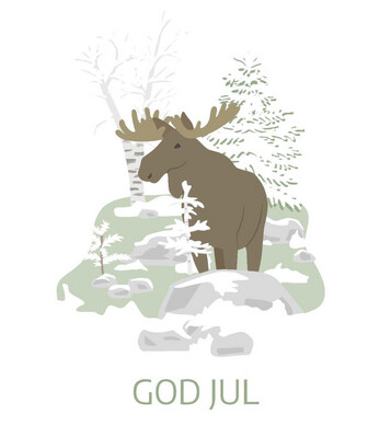 Postkarte „God Jul mit Elch“