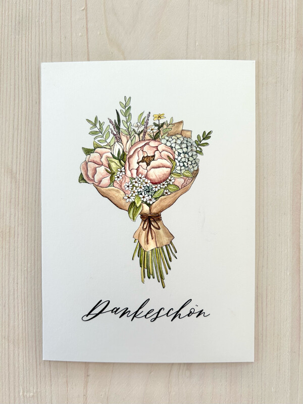 Postkarte „Dankeschön“ mit Blumenstrauss Postkarte „Dankeschön“ mit Blumenstrauss