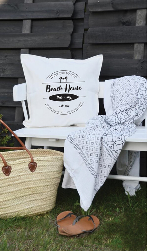 Kissenhülle “Beach House” aus Biobaumwolle Kissenhülle “Beach House” aus Biobaumwolle