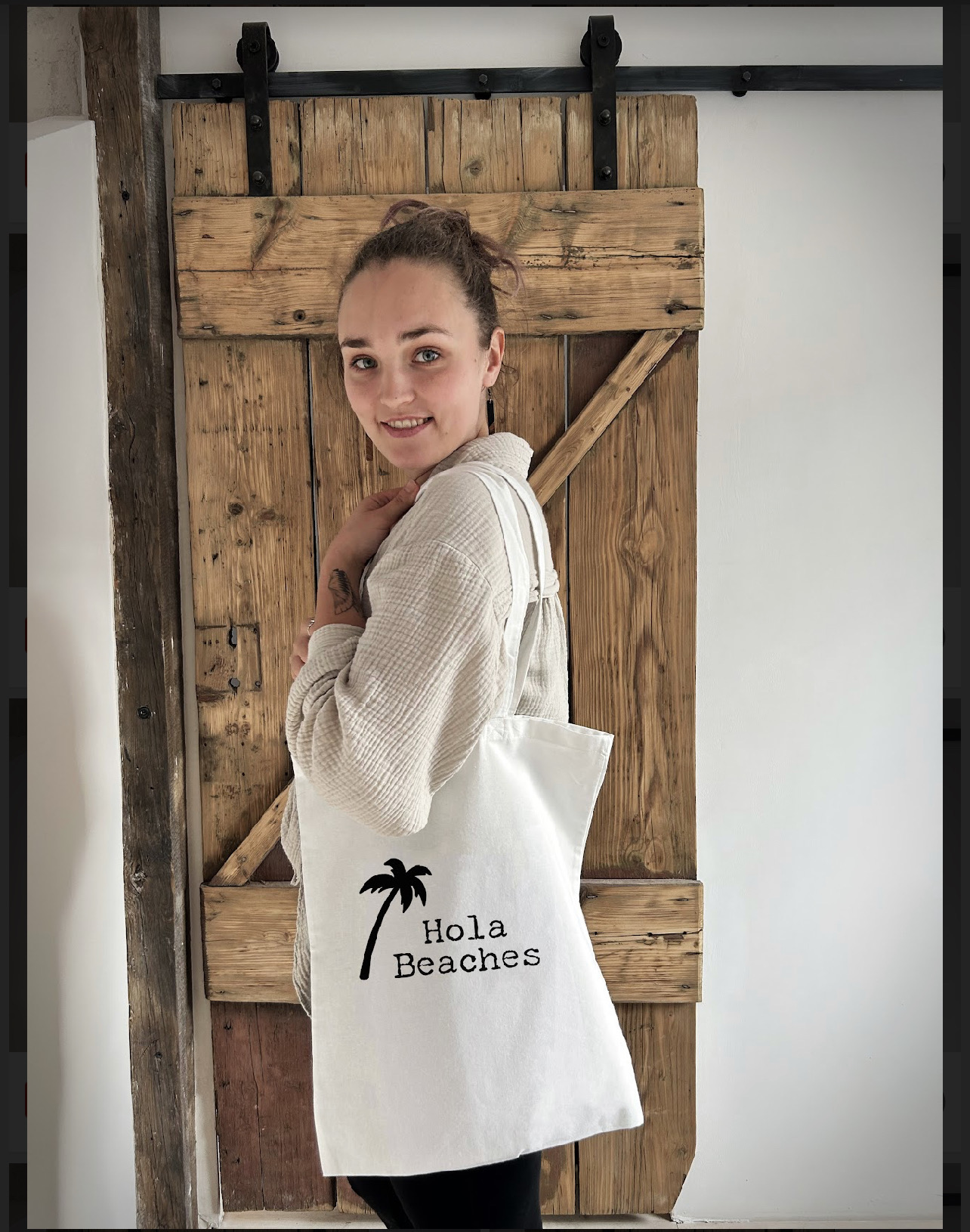 Jutebeutel Sommer “Hola Beaches” in schwarz und weiss