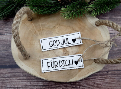 Anhänger Weihnachten Schild “God Jul” und “Für Dich”, mit Herzchen Anhänger Weihnachten Schild “God Jul” und “Für Dich”, mit Herzchen
