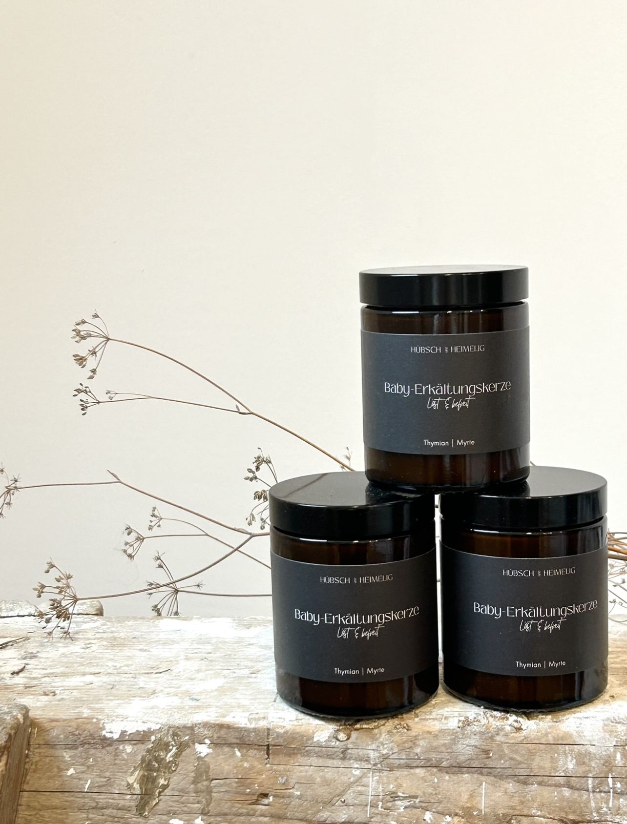 Baby Erkältungskerze aus reinen ätherischen Ölen und Naturwachs