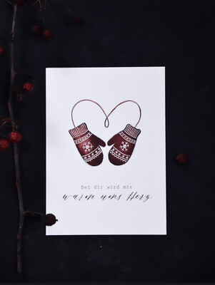Postkarte “Bei Dir wird mir warm ums Herz” von Frollein Lücke