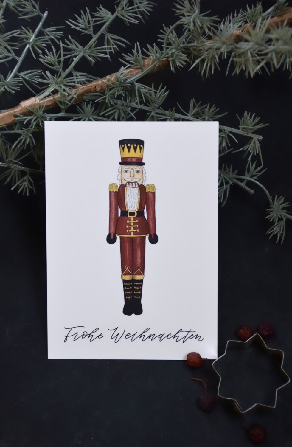 Postkarte Nussknacker “Frohe Weihnachten”, von Frollein Lücke