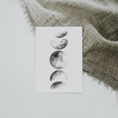 Postkarte Aquarell “Mondphasen”