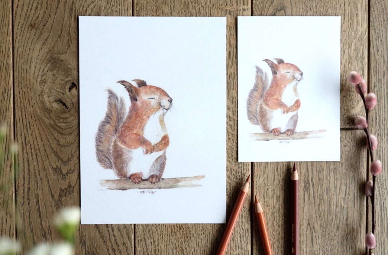 Postkarte Aquarell “Eichhörnchen”