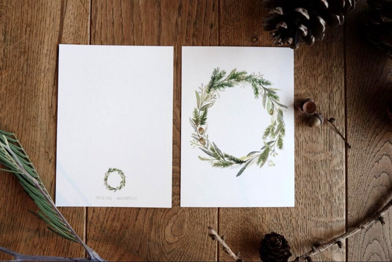 Postkarte Aquarell “Grüner Kranz” Postkarte Aquarell “Grüner Kranz”