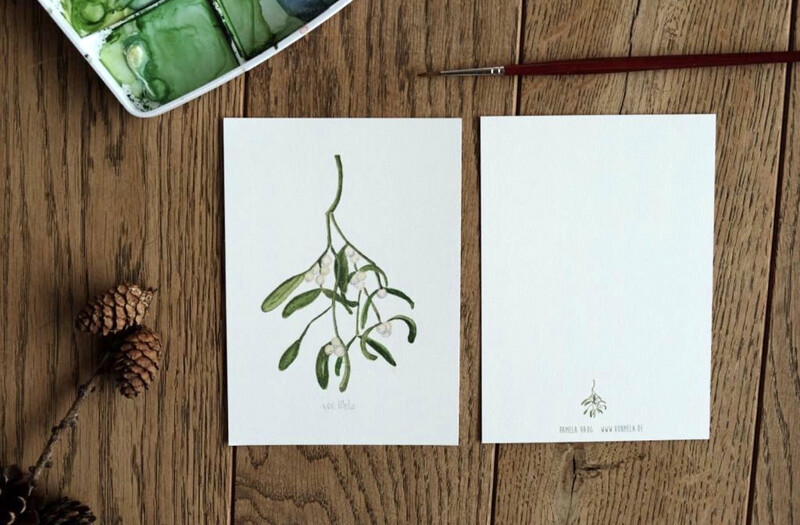 Postkarte Aquarell “Mistelzweig”