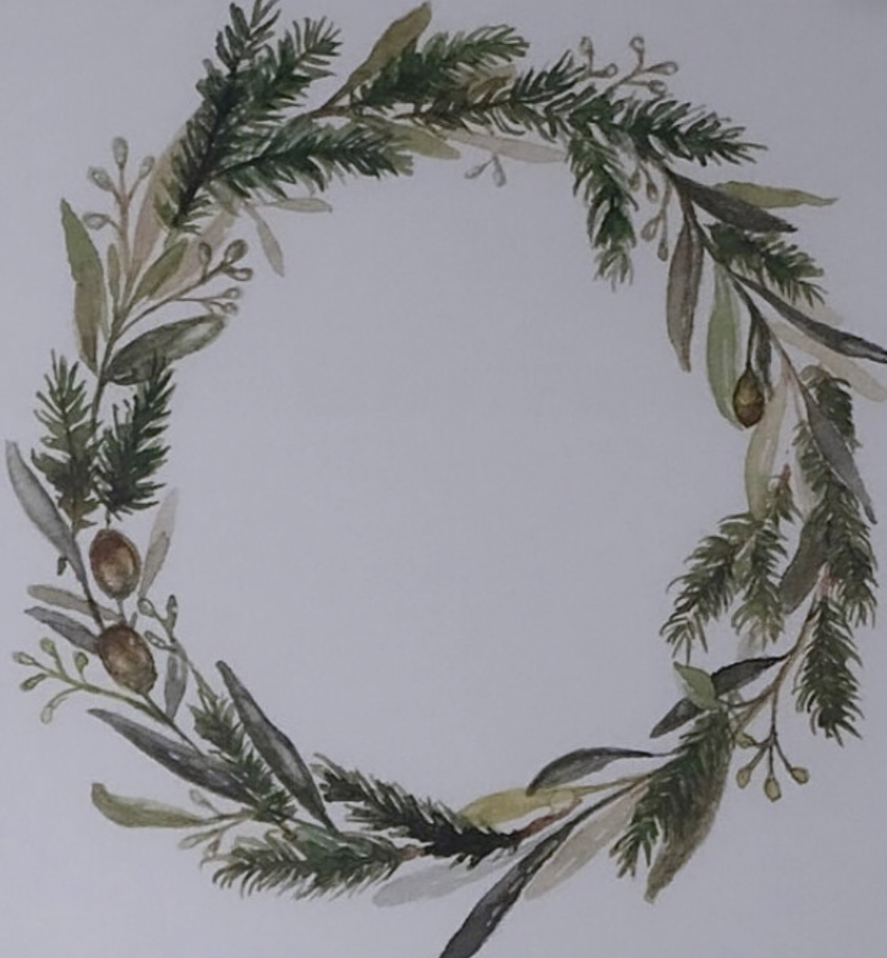 Postkarte Aquarell “Grüner Kranz”