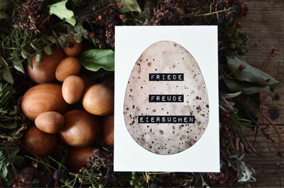 Postkarte Ostern “Friede Freude Eiersuchen”