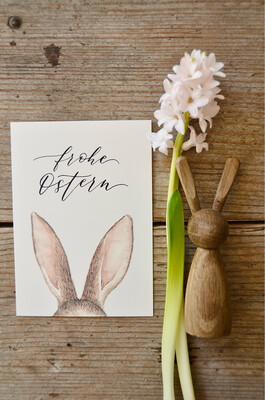 Postkarte Hasenöhrchen “Frohe Ostern”