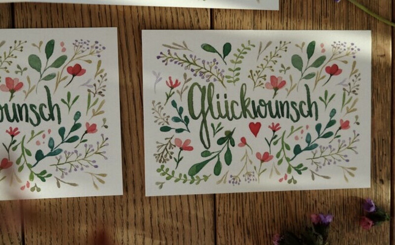 Postkarte Aquarell “Glückwunsch” Postkarte Aquarell “Glückwunsch”