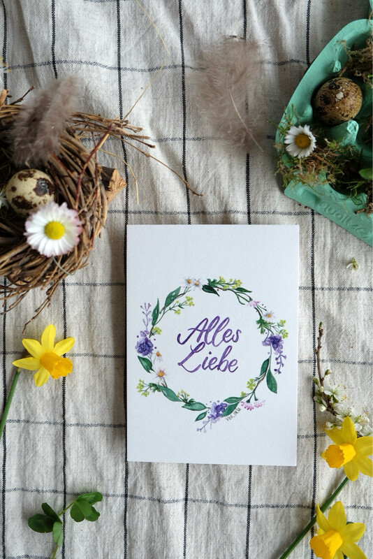 Postkarte Aquarell “Alles Liebe”