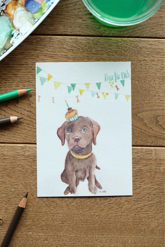 Postkarte Aquarell Geburtstag“Nur für Dich“ Postkarte Aquarell Geburtstag“Nur für Dich“