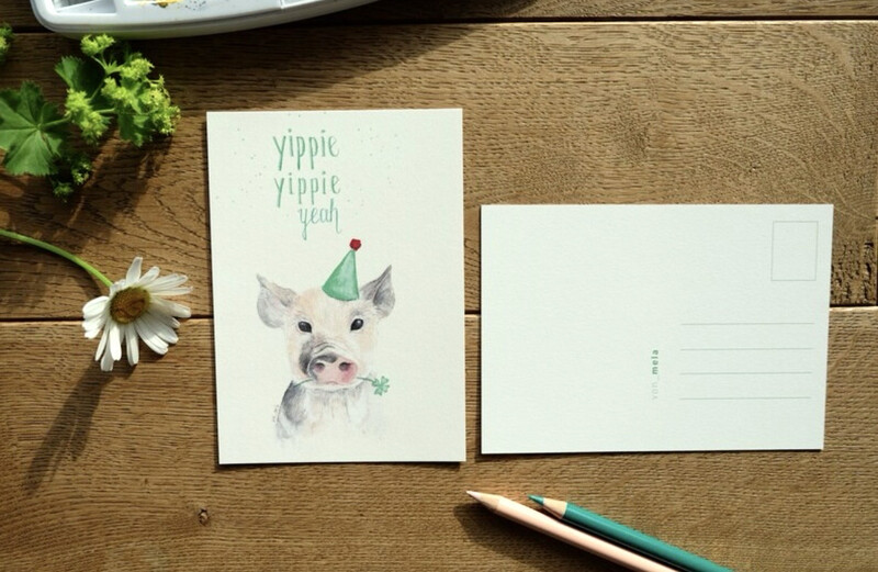 Postkarte Aquarell „Yippie yippie yeah“ Postkarte Aquarell „Yippie yippie yeah“