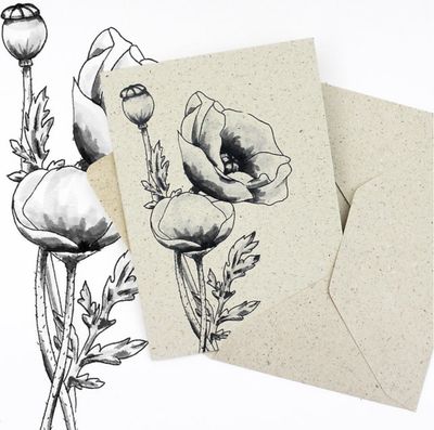 Minikarte „Mohn“ aus Graspapier Minikarte „Mohn“ aus Graspapier