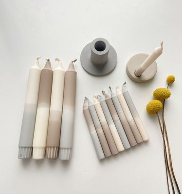 Handgetauchtes 4er Set Stabkerzen, Dip Dye „Nordic“ Handgetauchtes 4er Set Stabkerzen, Dip Dye „Nordic“