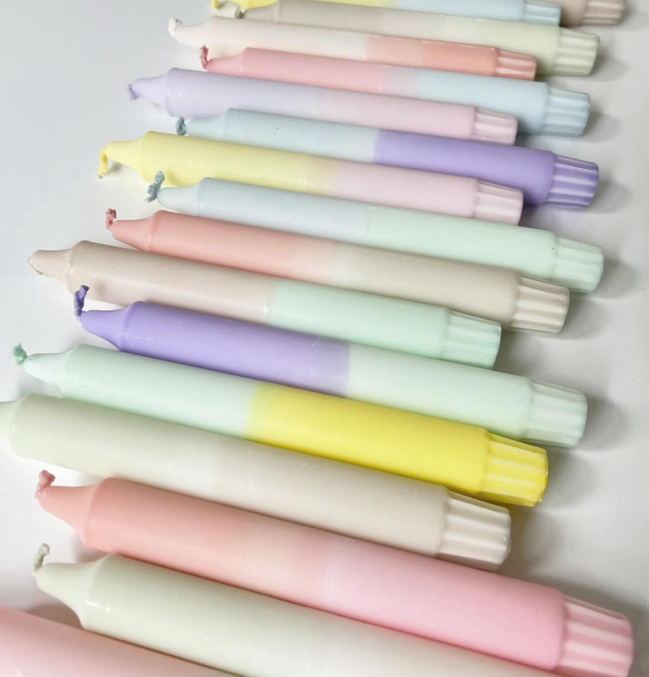 Handgetauchtes 4er Set Stabkerzen, Dip Dye „Pastell“