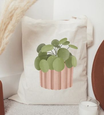 Stofftasche Jutebeutel „Pilea“ mit rosa Streifen Stofftasche Jutebeutel „Pilea“ mit rosa Streifen