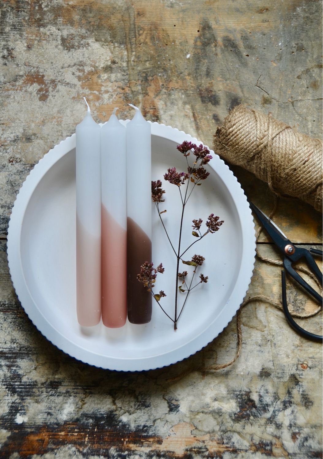 Dip Dye Kerzen „Herbstliebe“ im 3er Pack