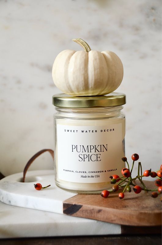 Duftkerze „Pumpkin Spice“ aus USA, im Weiss- oder Braunglas