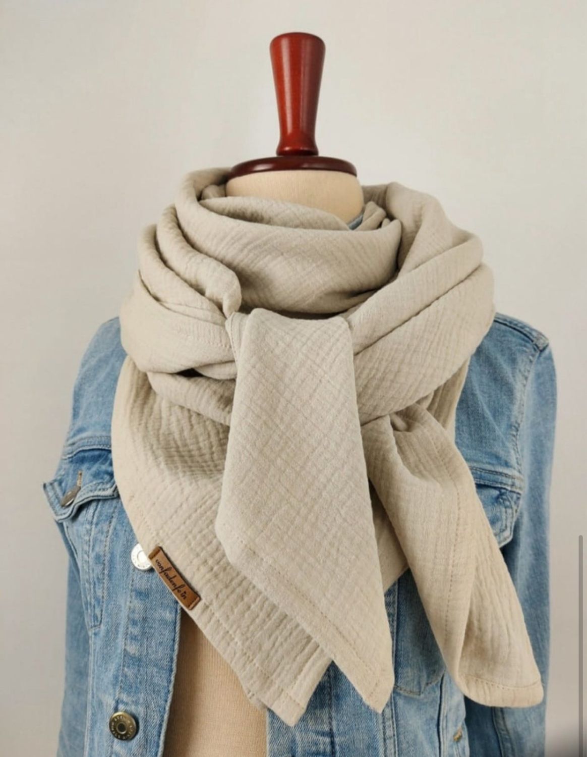 Musselintuch XXL 130x130cm in beige