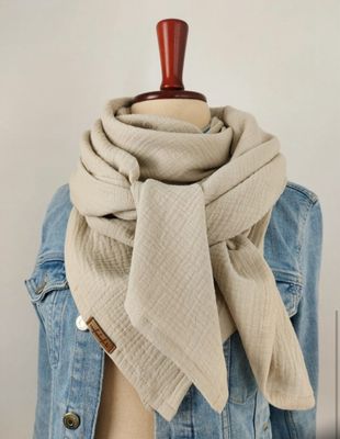 Musselintuch XXL 130x130cm in beige