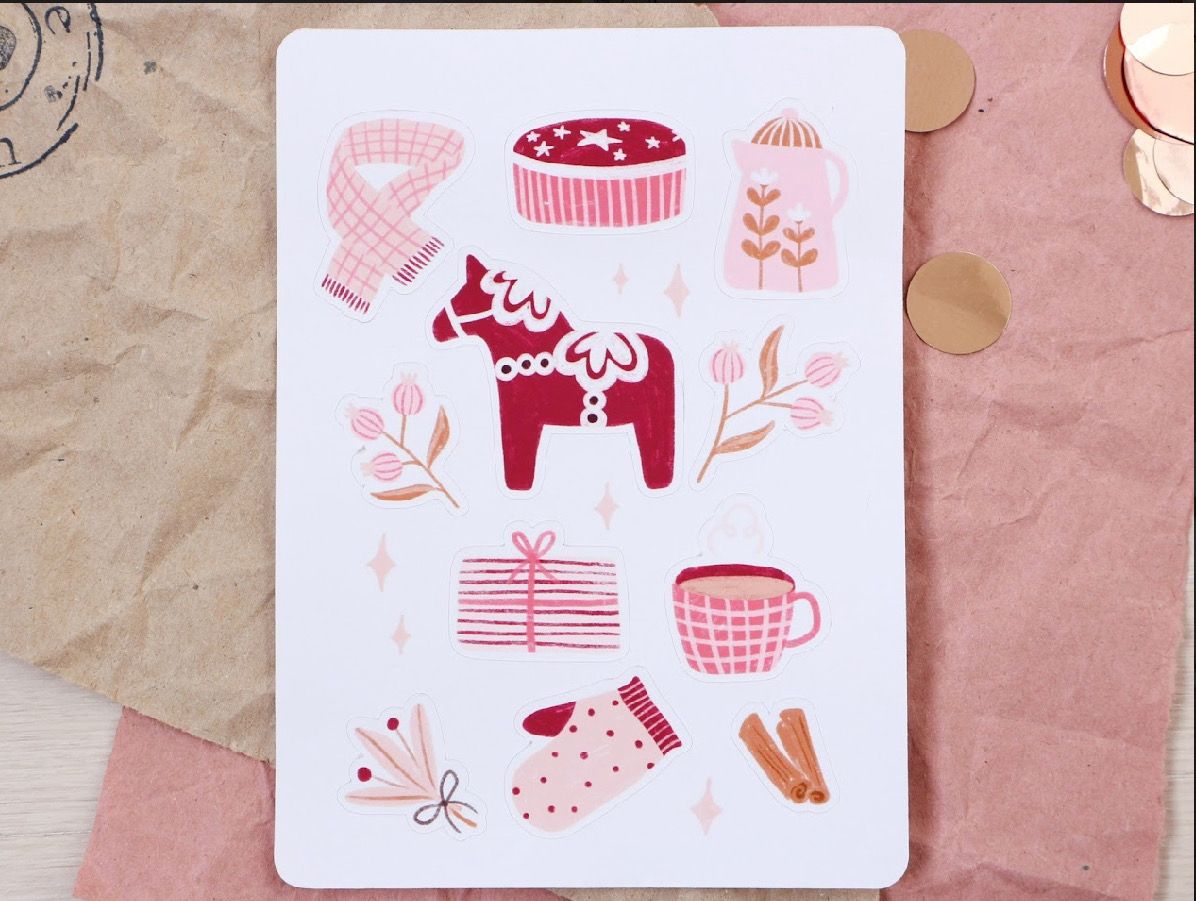 Weihnachtskarte Klappkarte „Dalapferd“ mit Kuvert