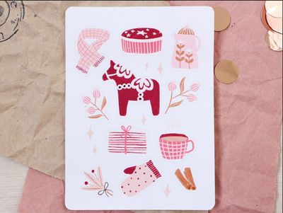 Weihnachtskarte Klappkarte „Dalapferd“ mit Kuvert