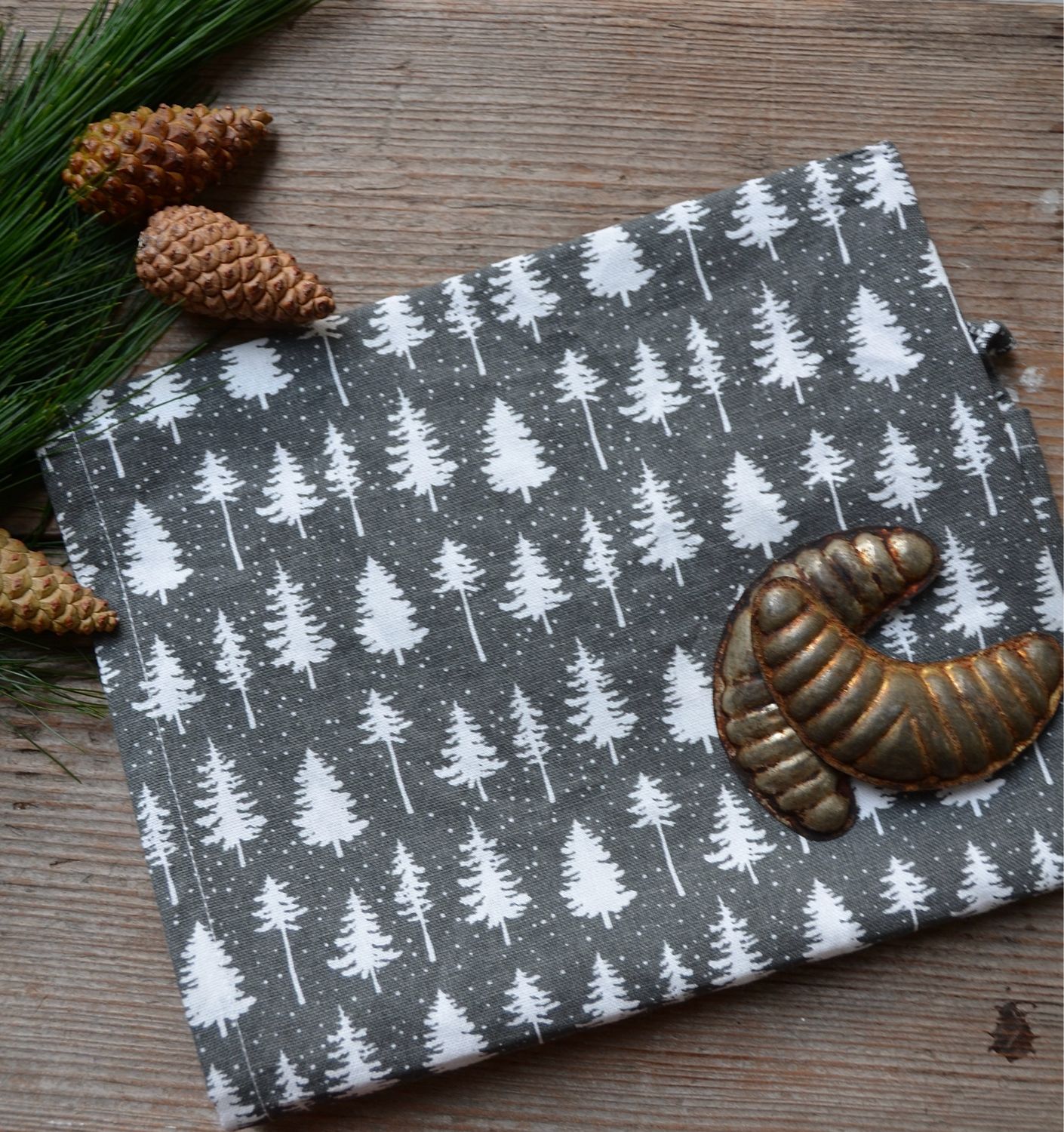 Geschirrtuch Weihnachten „Tannenbäumchen“, anthrazit