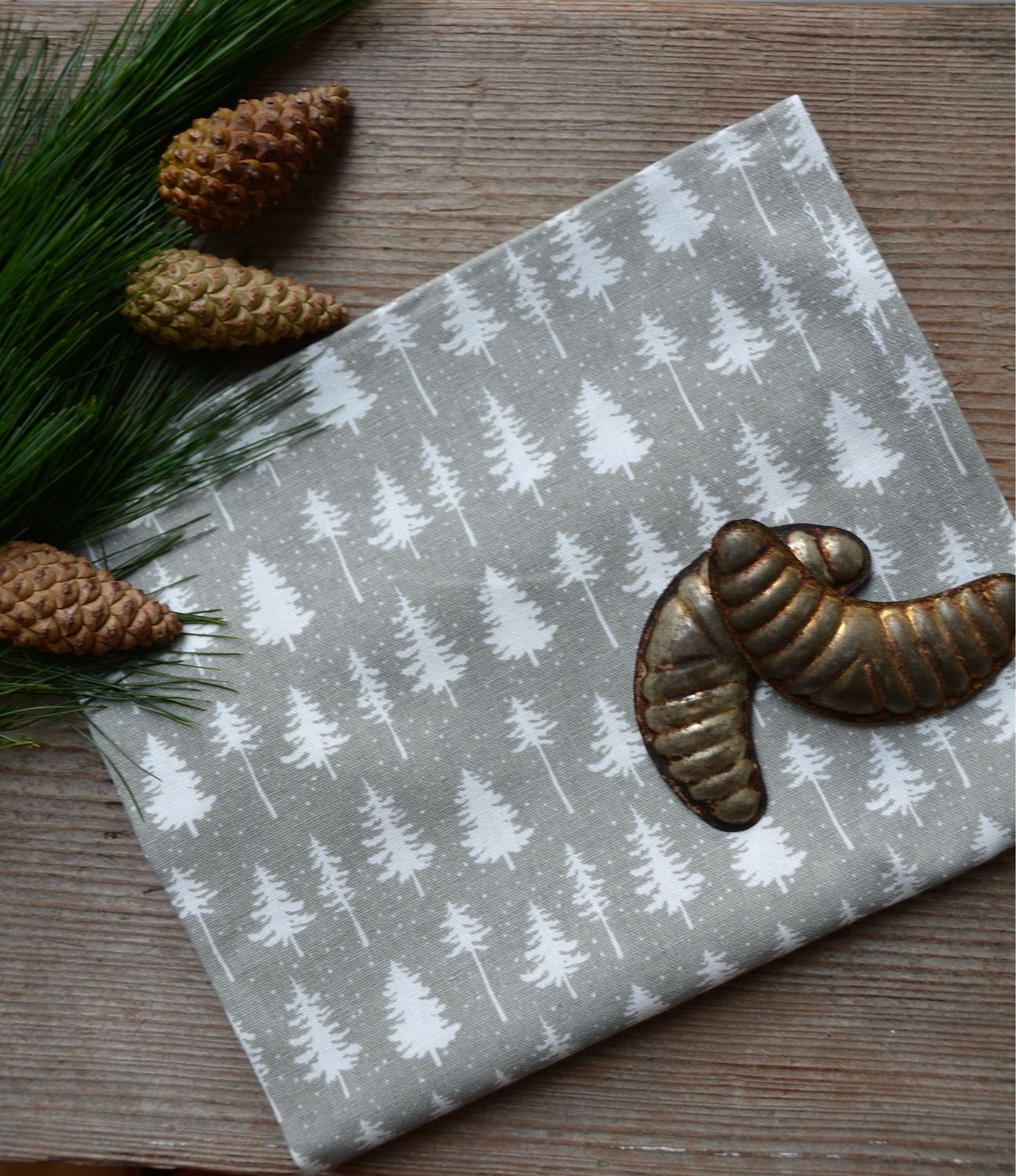 Geschirrtuch Weihnachten „Tannenbäumchen“, hellgrau