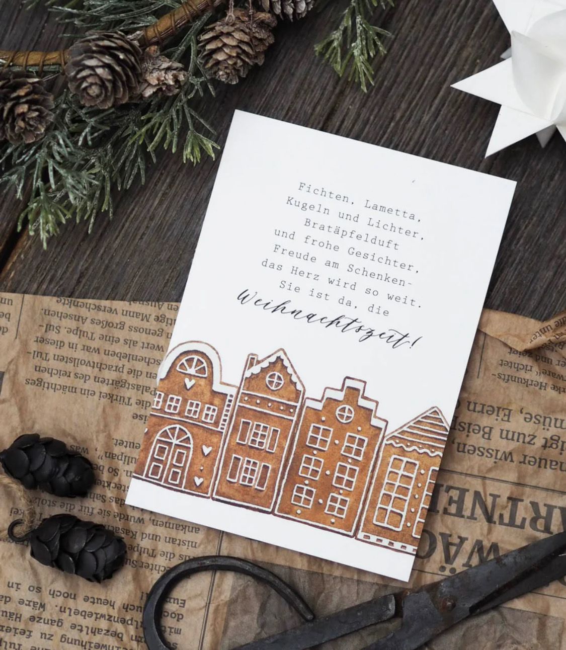 Postkarte „Lebkuchenhäuser“ von Frollein Lücke