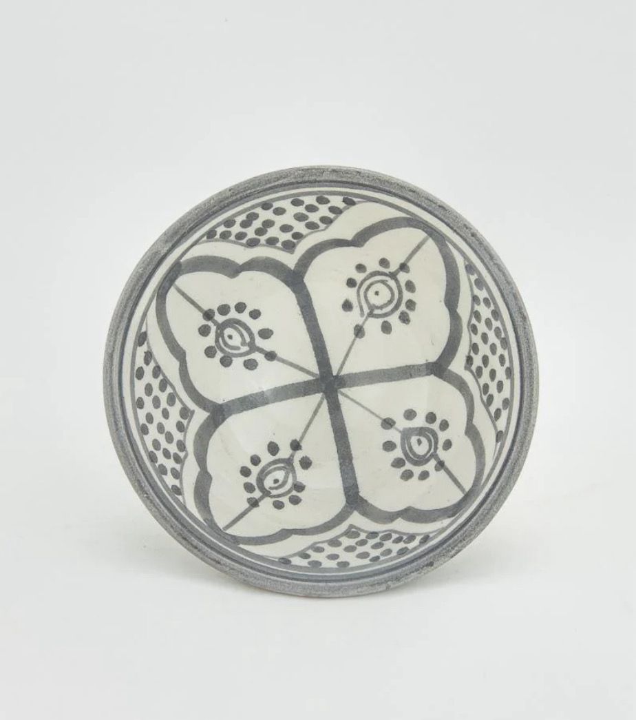 Handgemachtes marokkanisches Schälchen „Alma“ Muster grau, in 10cm