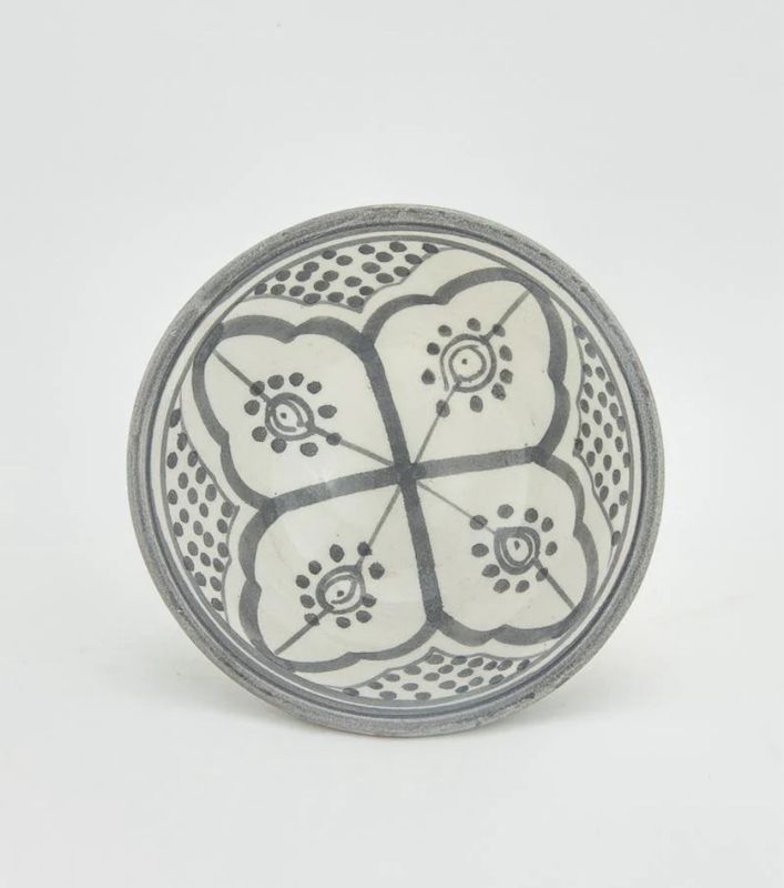 Handgemachtes marokkanisches Schälchen „Alma“ Muster grau, in 10cm Handgemachtes marokkanisches Schälchen „Alma“ Muster grau, in 10cm